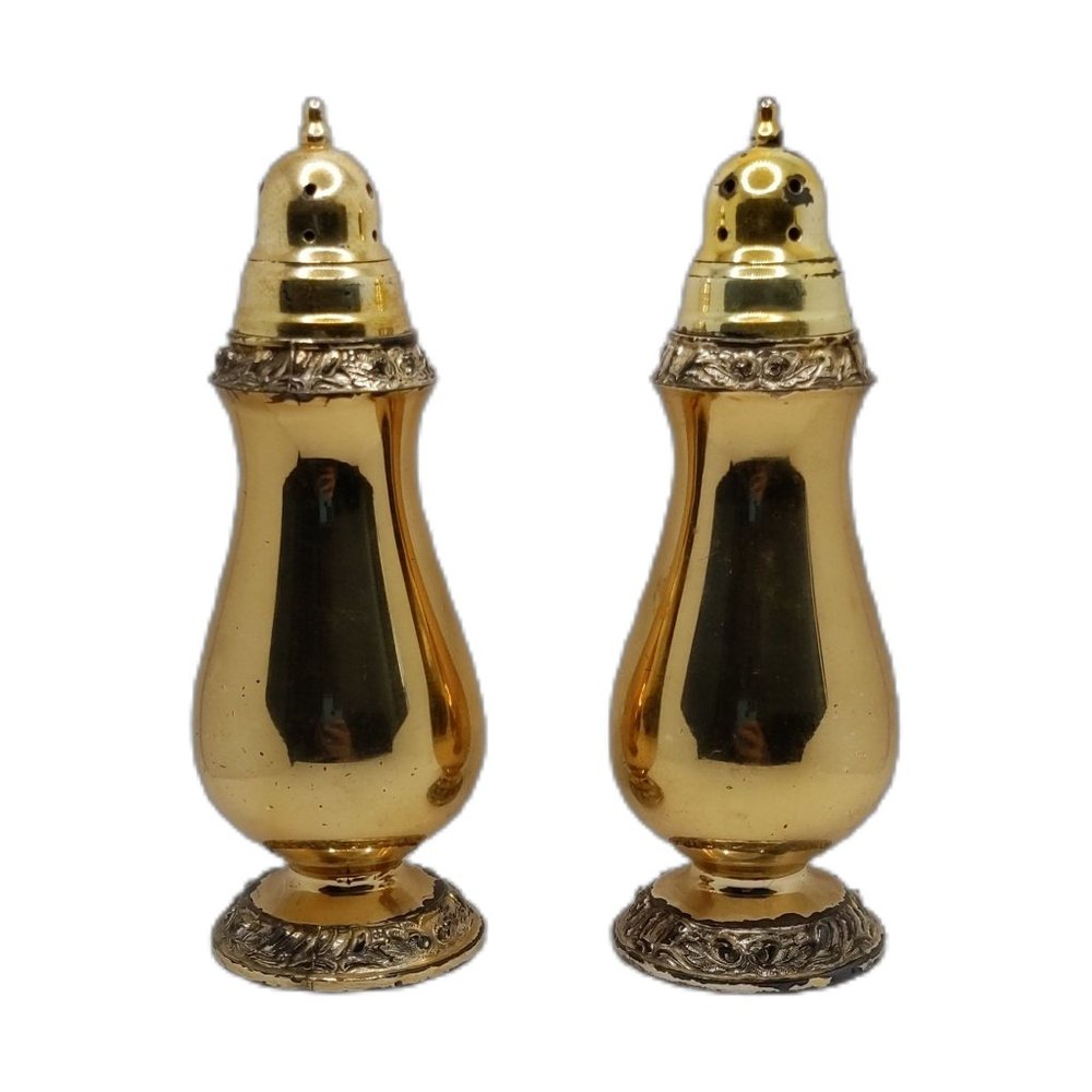 Vintage Henley Tudor Silver Plate Salt Pepper Shakers Oneida Community 5" READ